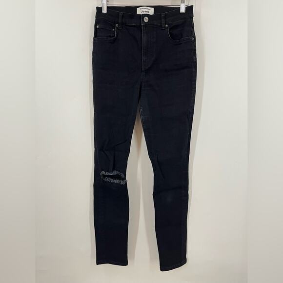 Reformation Black 27x29 high and‎ skinny Jean 0510 faded black destroyed - Picture 1 of 11